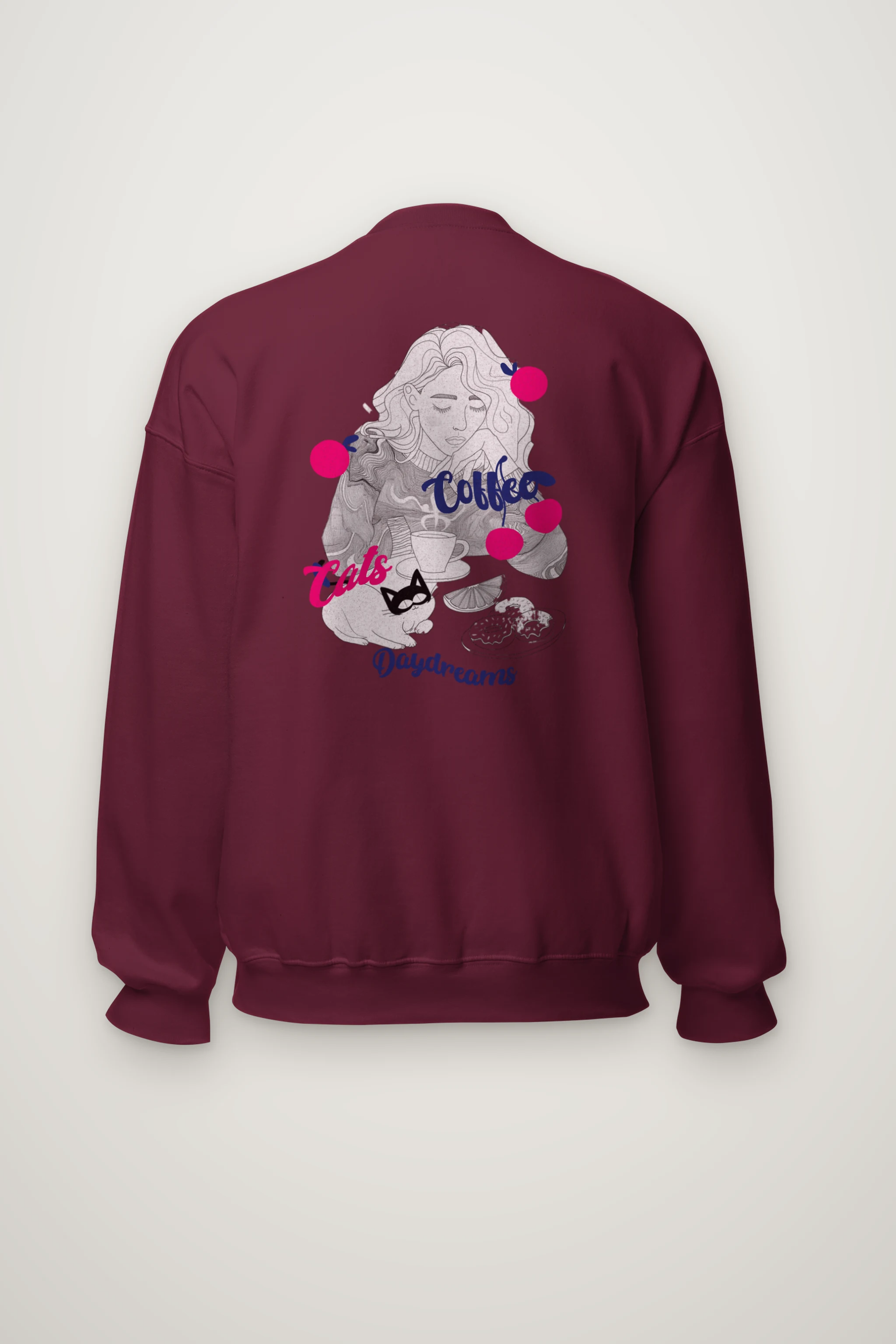 "Coffee Cats Daydreams" Heavy Blend Unisex Crewneck Sweatshirt