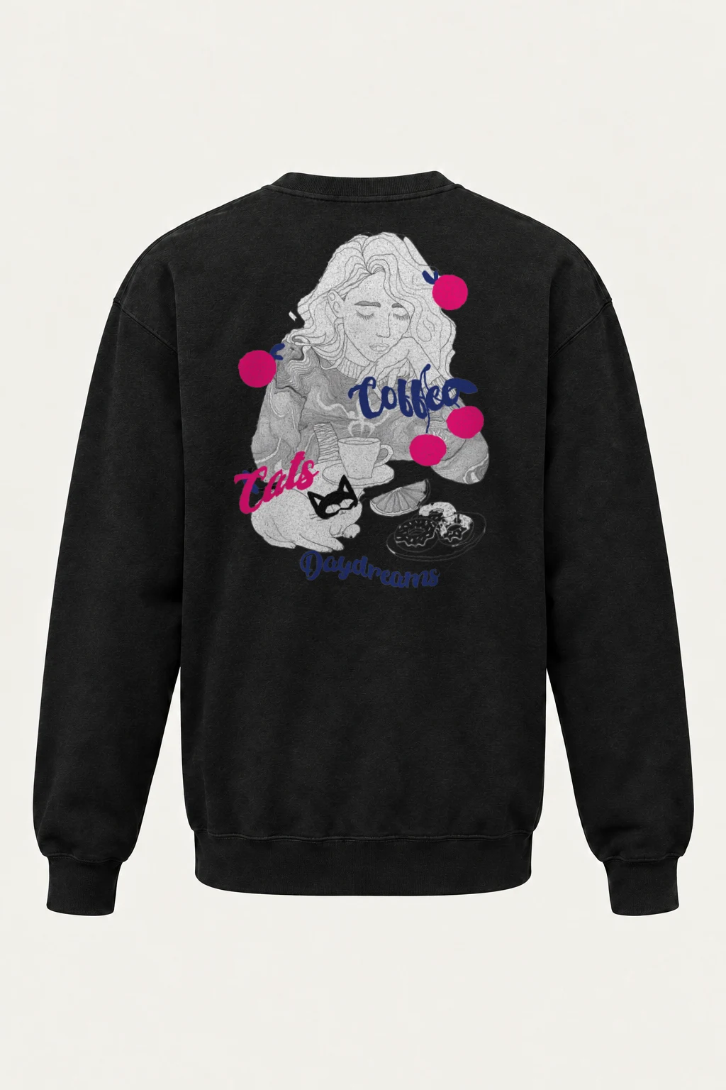 "Coffee Cats Daydreams" Heavy Blend Unisex Crewneck Sweatshirt | Gildan 18000
