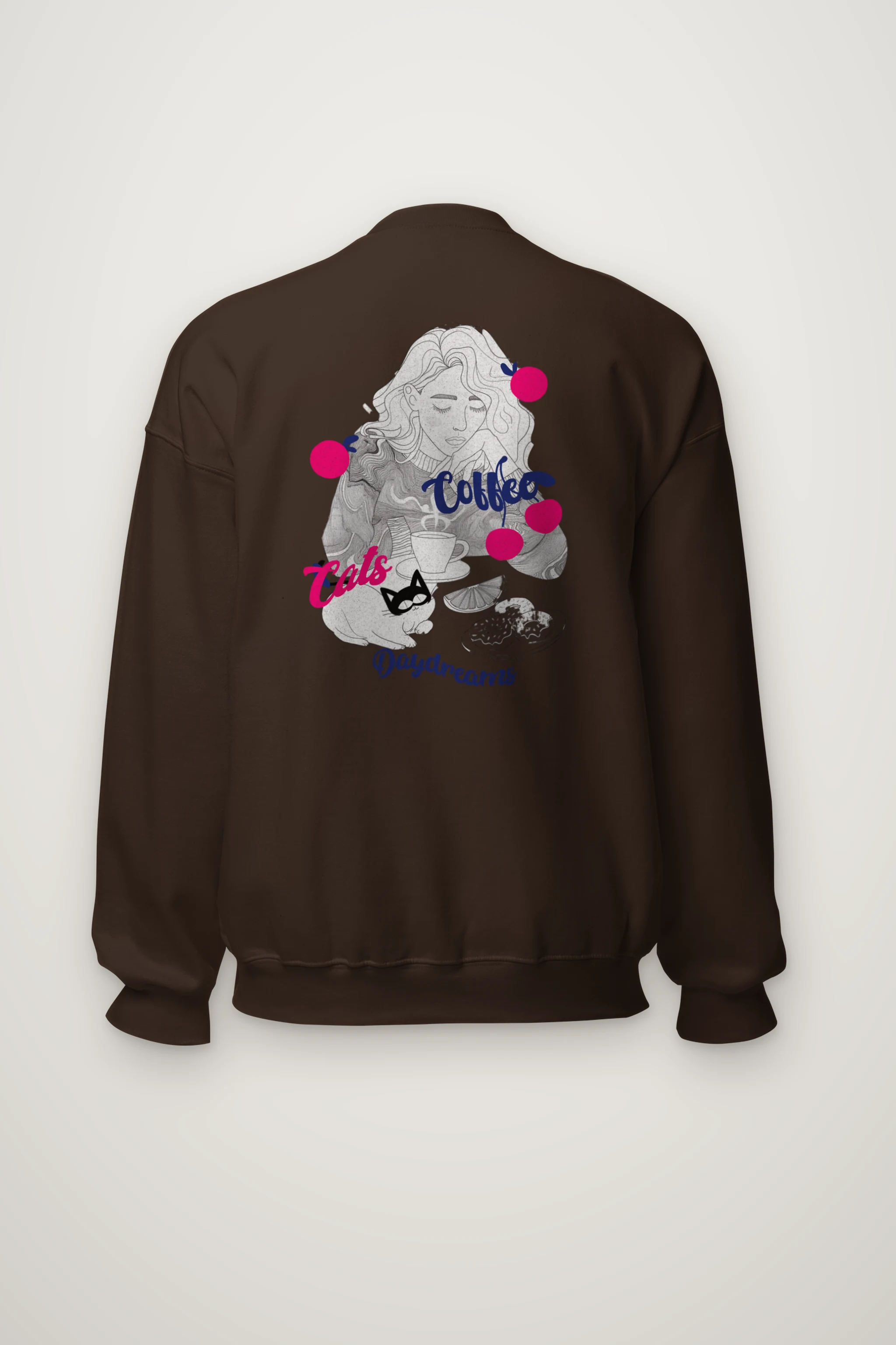 "Coffee Cats Daydreams" Heavy Blend Unisex Crewneck Sweatshirt