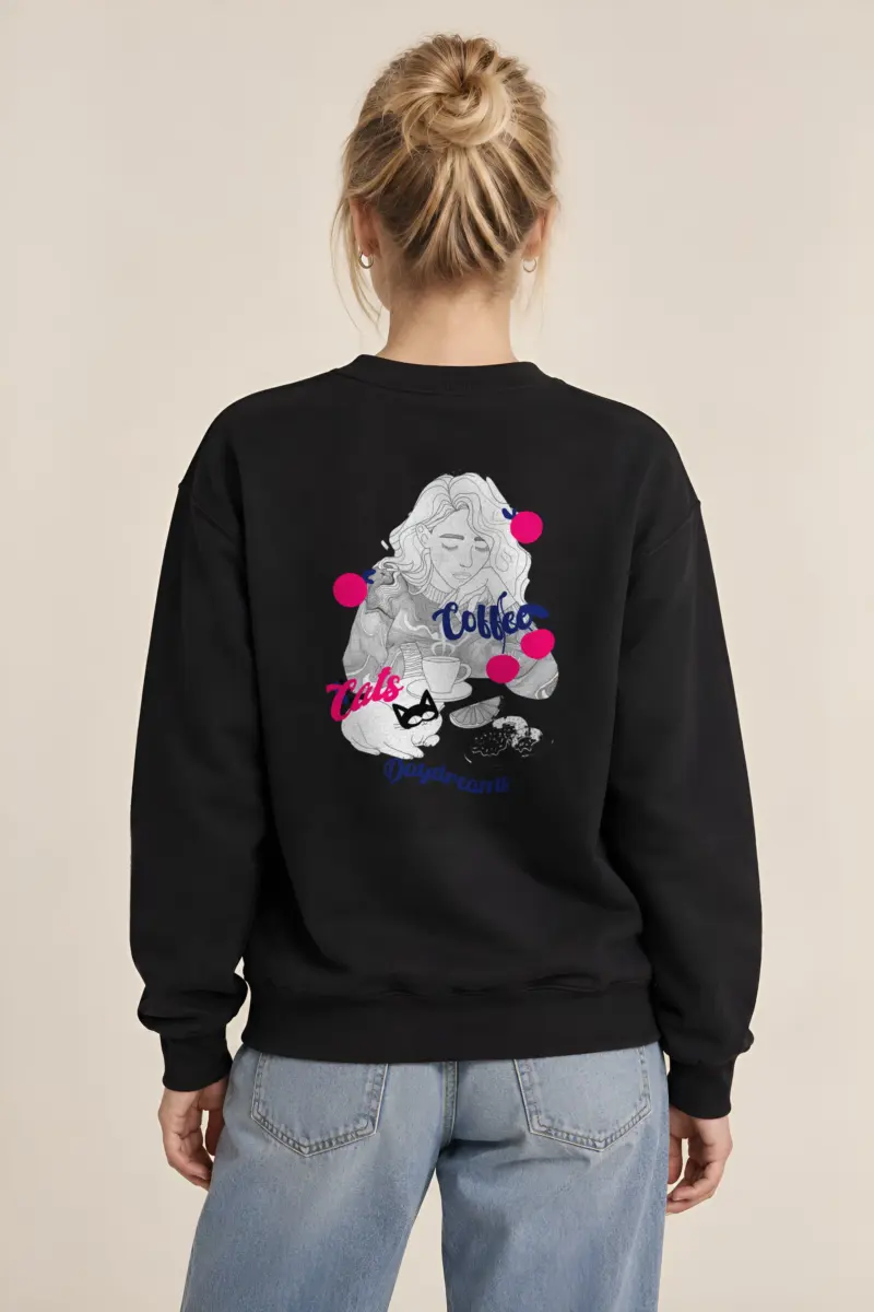 "Coffee Cats Daydreams" 1 Crewneck Sweatshirt