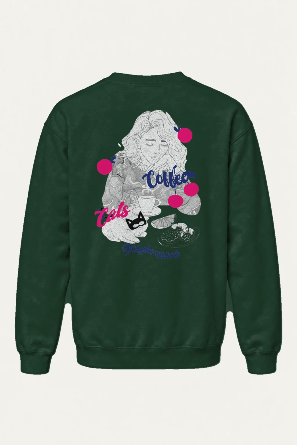 "Coffee Cats Daydreams" Heavy Blend Unisex Crewneck Sweatshirt | Gildan 18000