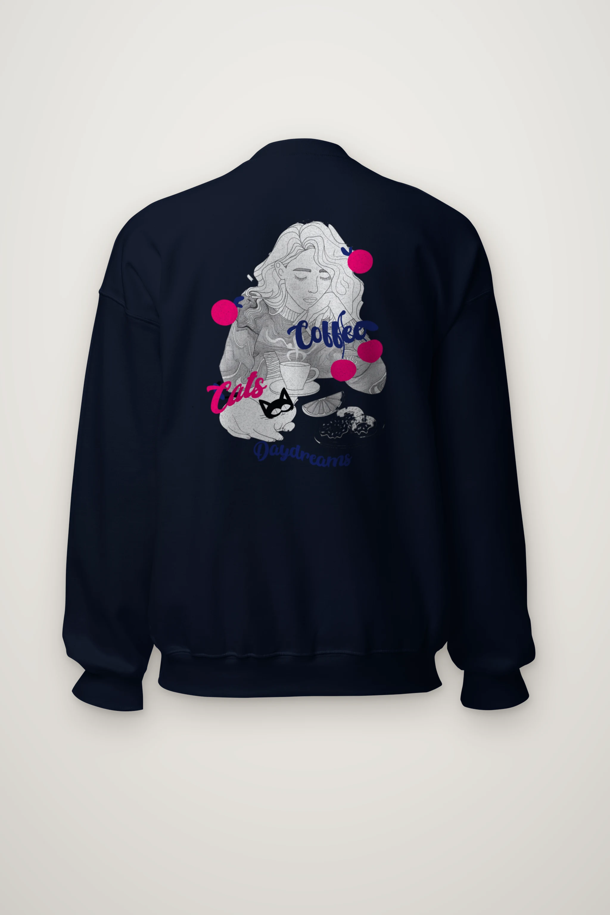 "Coffee Cats Daydreams" Heavy Blend Unisex Crewneck Sweatshirt