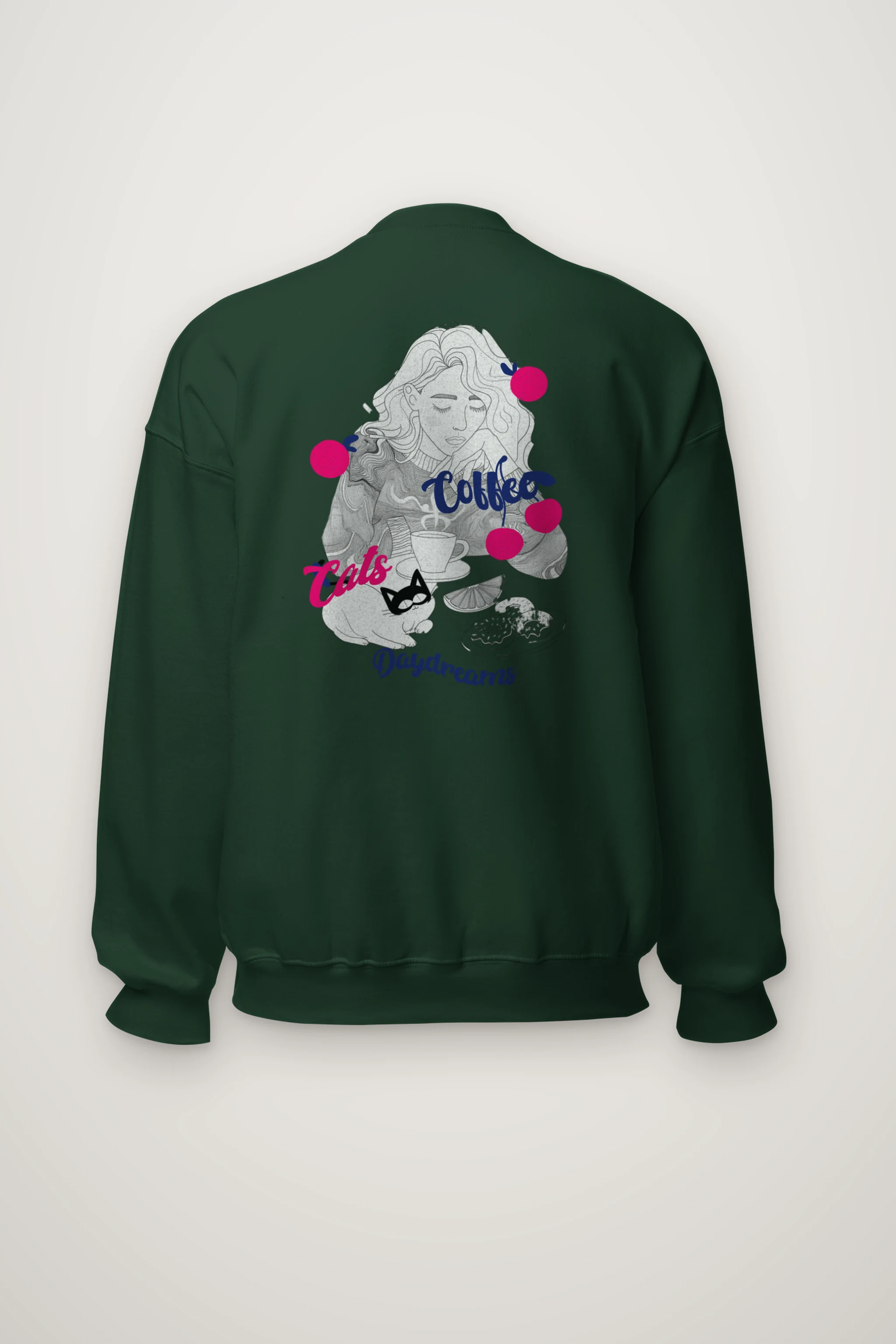 "Coffee Cats Daydreams" Heavy Blend Unisex Crewneck Sweatshirt