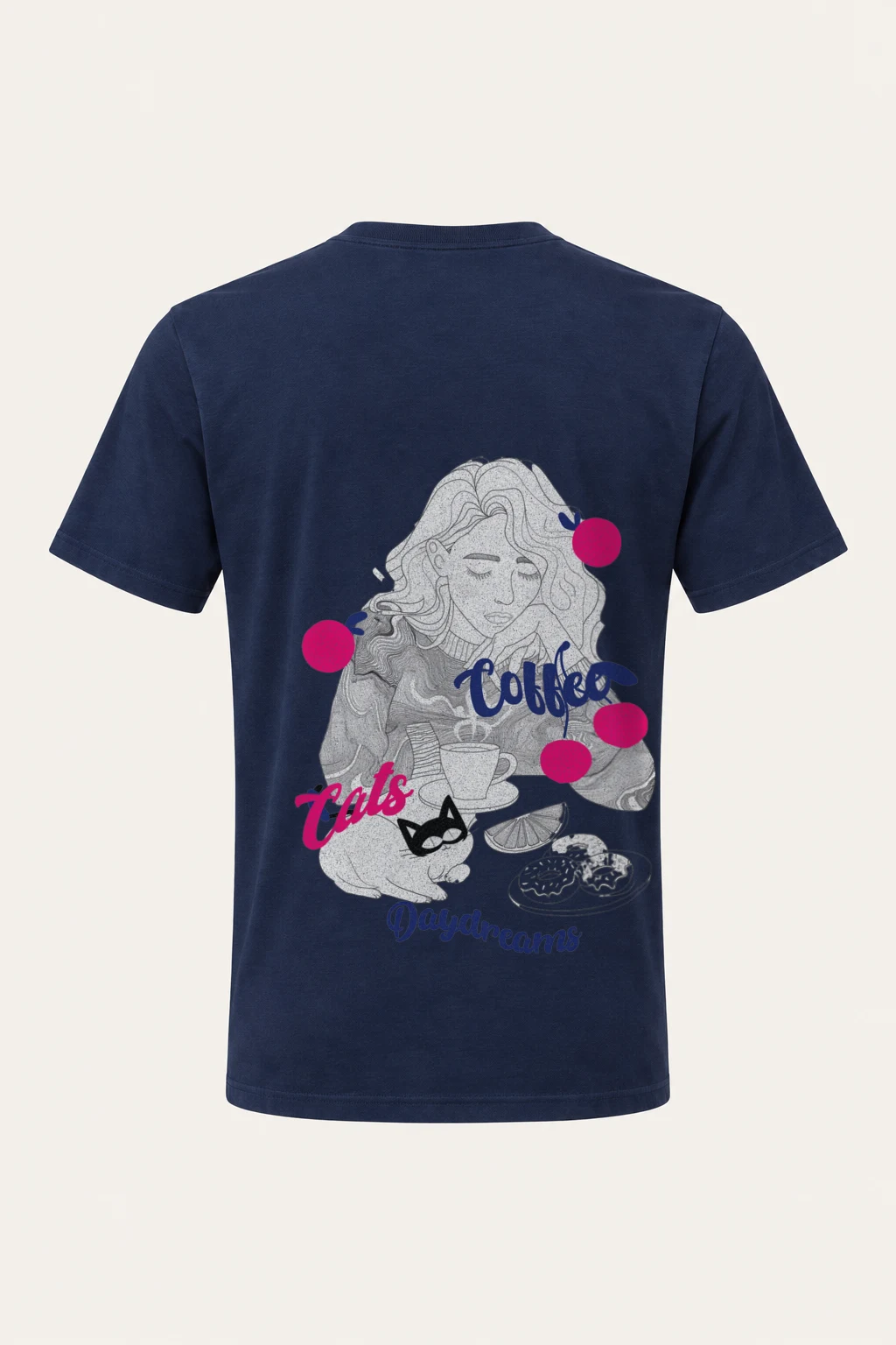"Coffee Cats Daydreams" Heavyweight Unisex Crewneck T-shirt | Gildan 5000