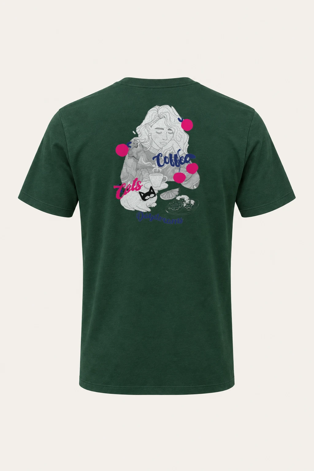 "Coffee Cats Daydreams" Heavyweight Unisex Crewneck T-shirt | Gildan 5000