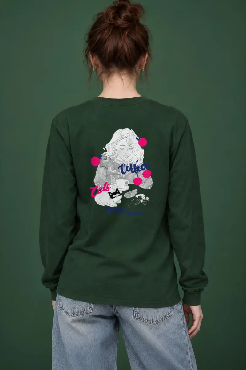 "Coffee Cats Daydreams" Unisex Longsleeve T-shirt | Gildan 2400
