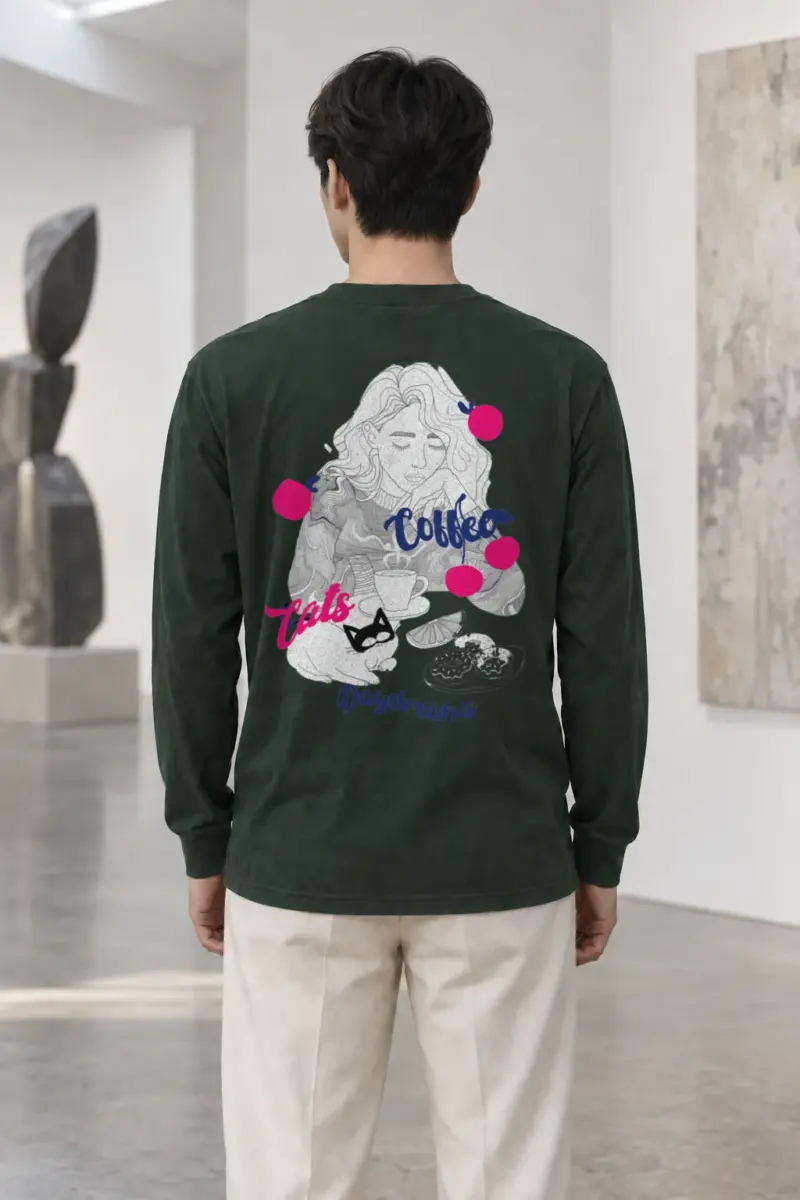 "Coffee Cats Daydreams" Unisex Longsleeve T-shirt | Gildan 2400