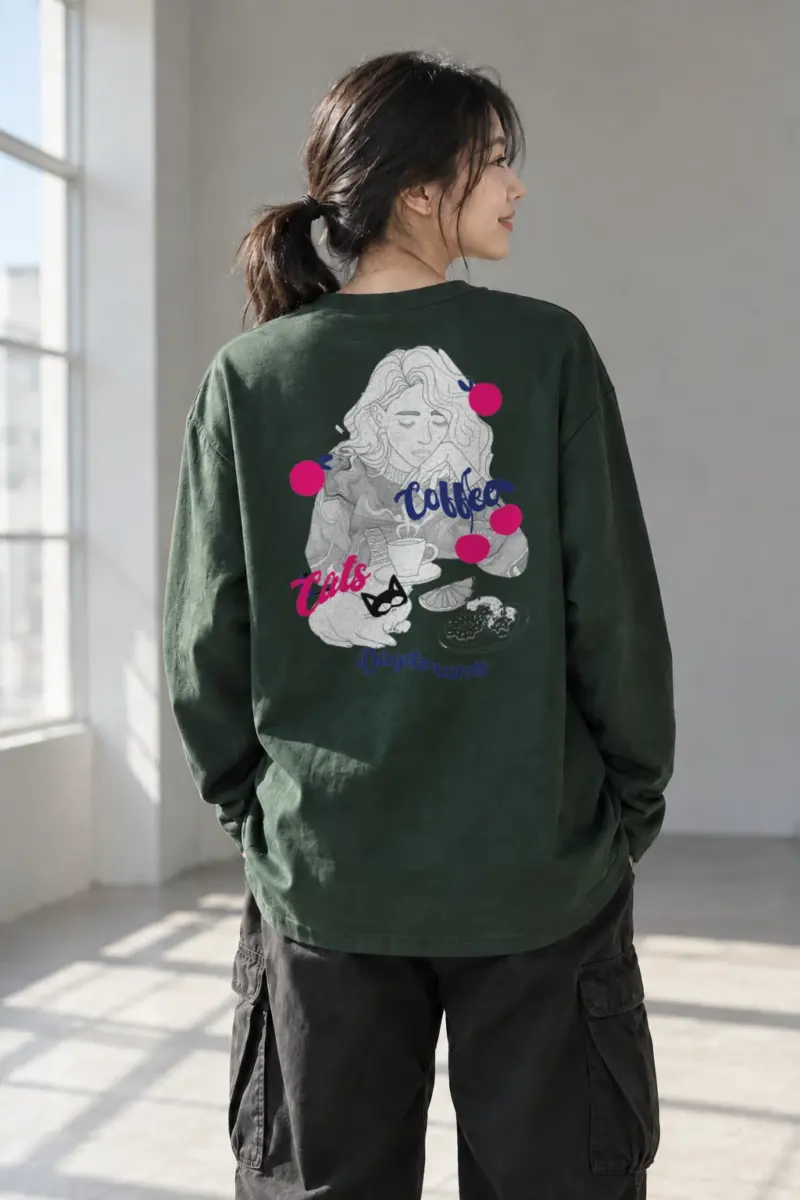 “Coffee Cats Daydreams” Unisex Longsleeve T-shirt | Gildan 2400