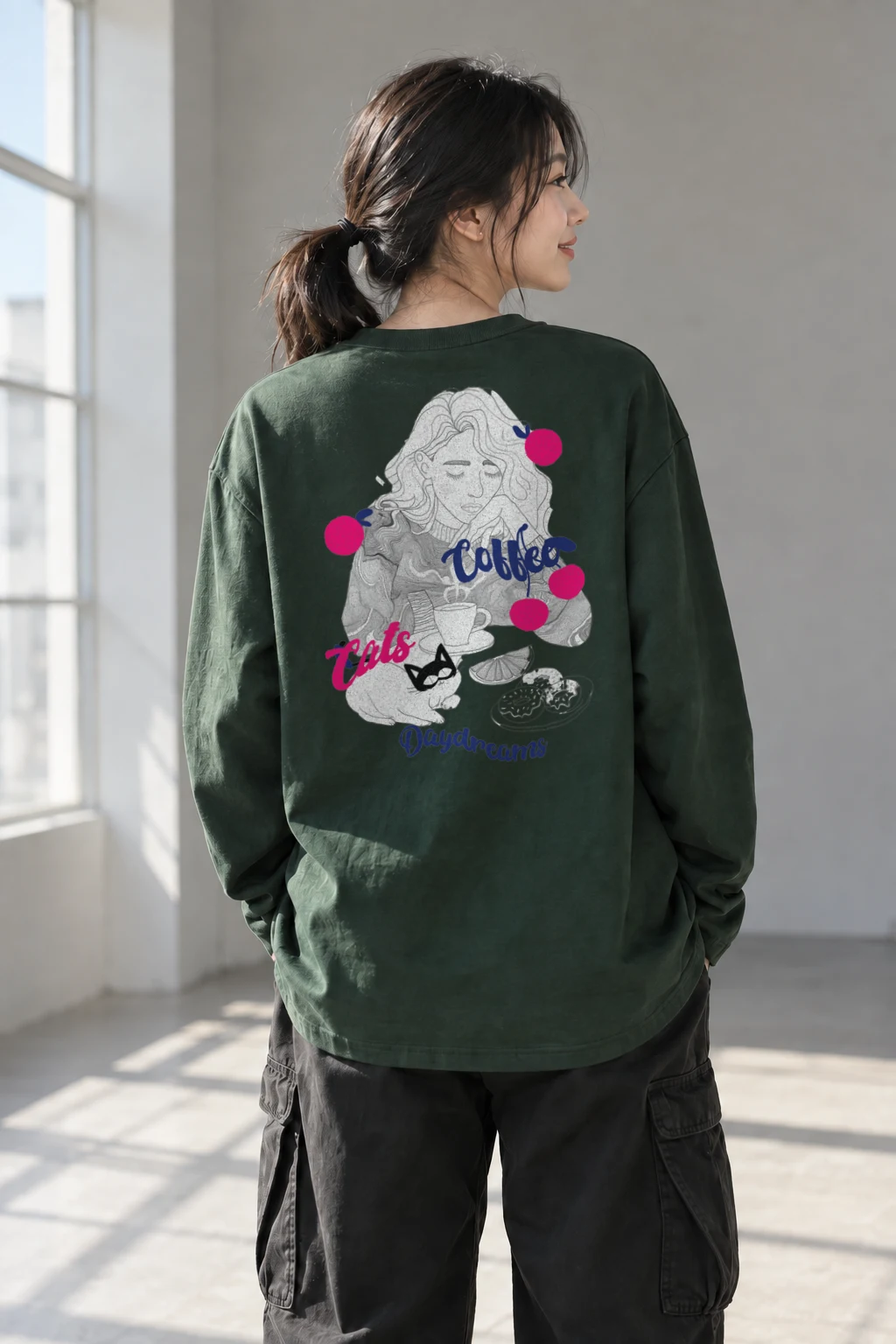 "Coffee Cats Daydreams" Unisex Longsleeve T-shirt | Gildan 2400