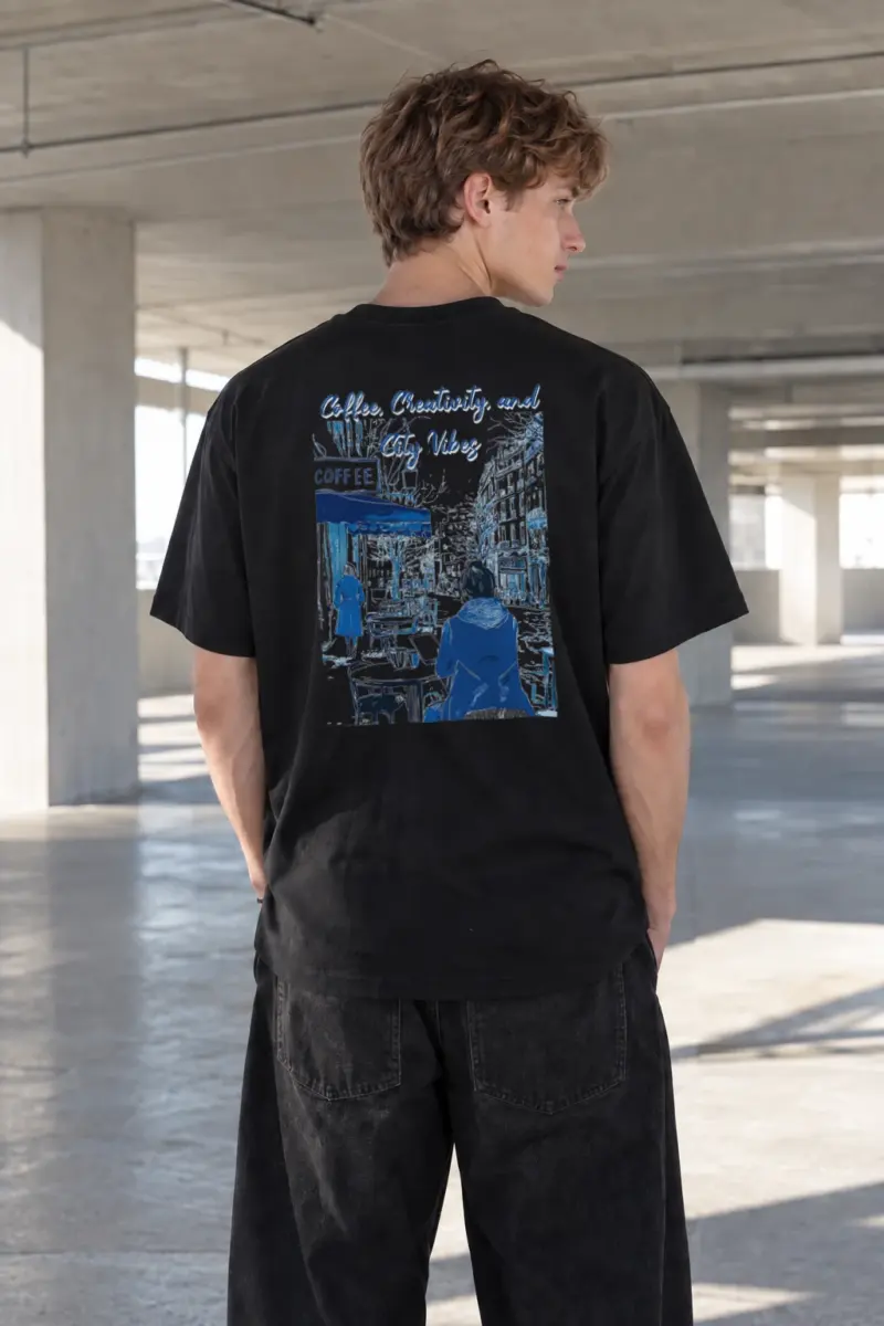 "Coffee, Creativity, And City Vibes" Heavyweight Unisex Crewneck T-shirt | Gildan 5000
