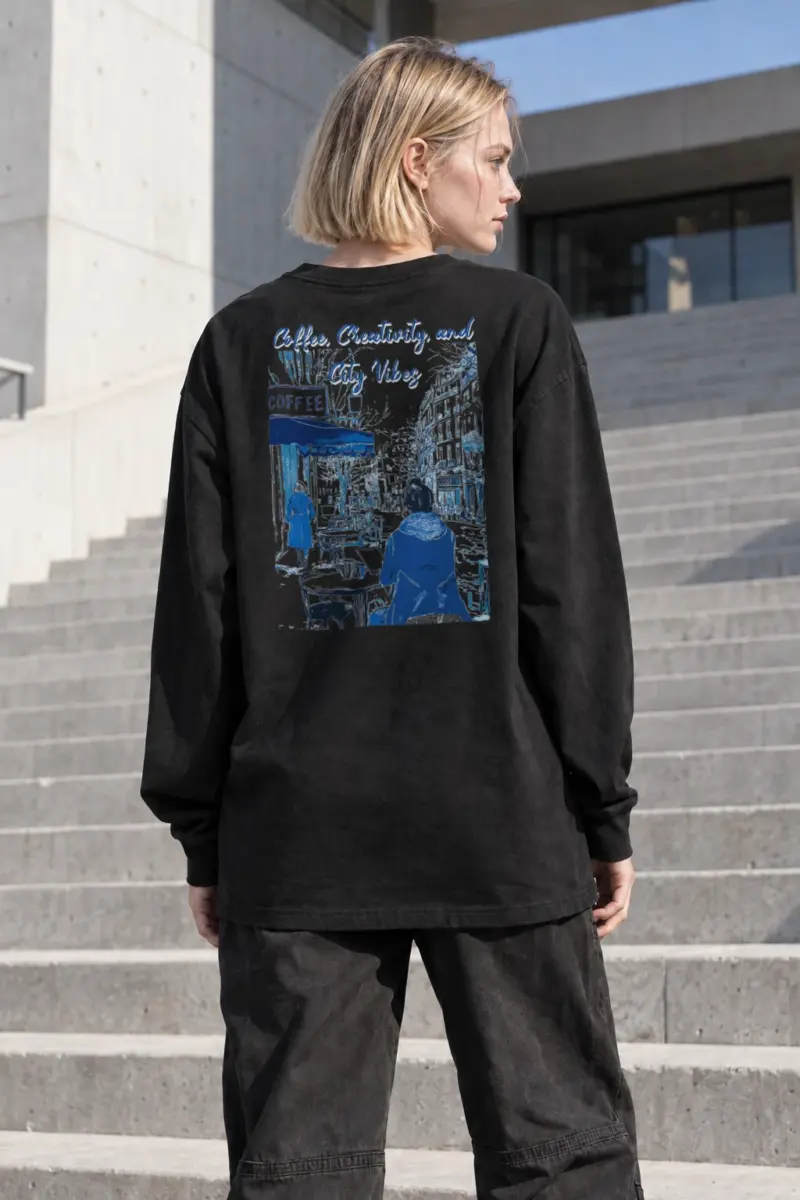 "Coffee, Creativity, and City Vibes" Unisex Longsleeve T-shirt | Gildan 2400
