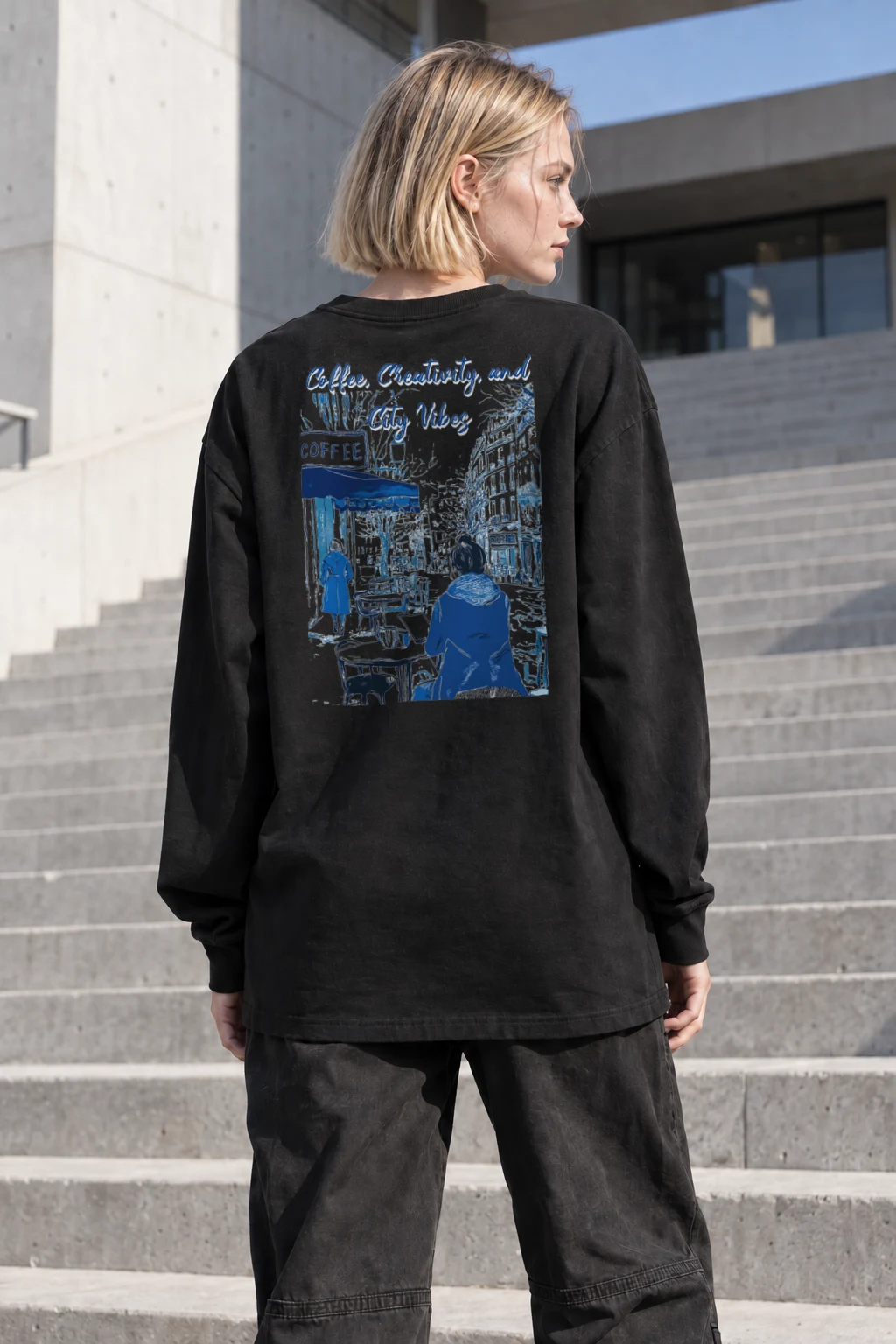 "Coffee, Creativity, and City Vibes" Unisex Longsleeve T-shirt | Gildan 2400