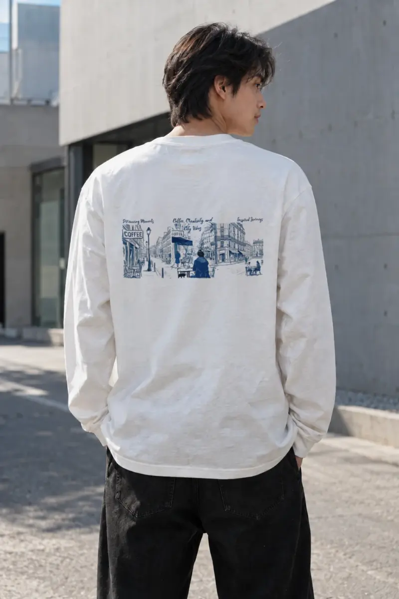“Coffee, Creativity, City Vibes” Unisex Longsleeve T-shirt | Gildan 2400