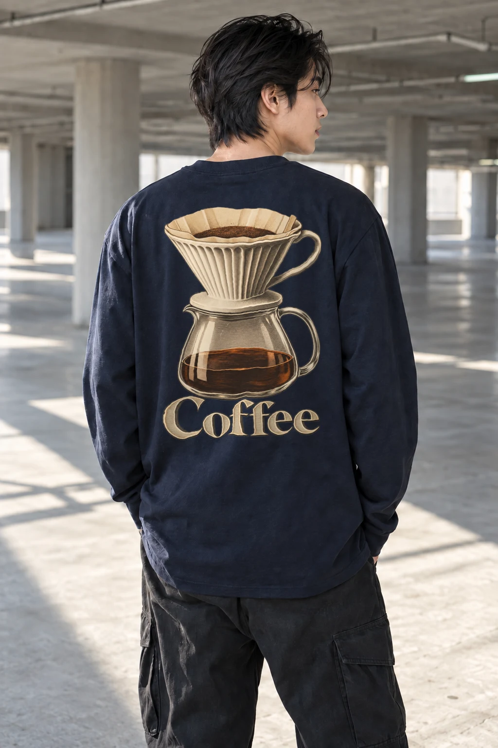 "Coffee Dripper Engraving" Unisex Longsleeve T-shirt | Gildan 2400
