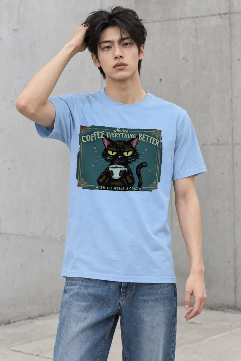 "Coffee Everything Better" Heavyweight Unisex Crewneck T-shirt