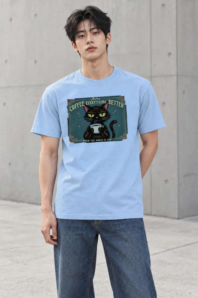 "Coffee Everything Better" Heavyweight Unisex Crewneck T-shirt | Gildan 5000