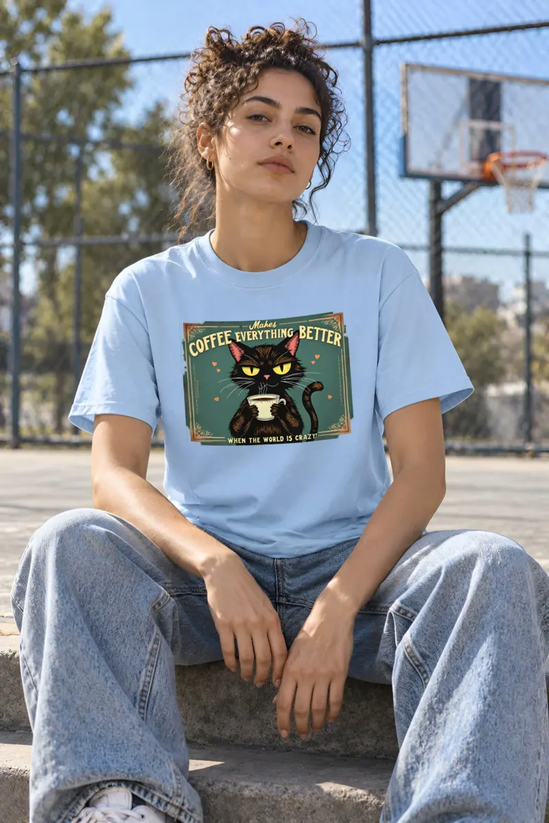 "Coffee Everything Better" Heavyweight Unisex Crewneck T-shirt