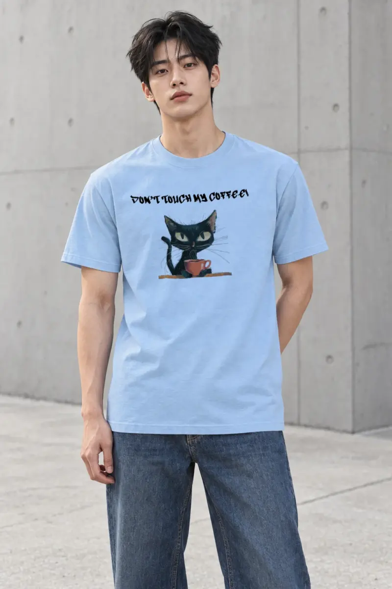 "Coffee Guard Cat" Heavyweight Unisex Crewneck T-shirt