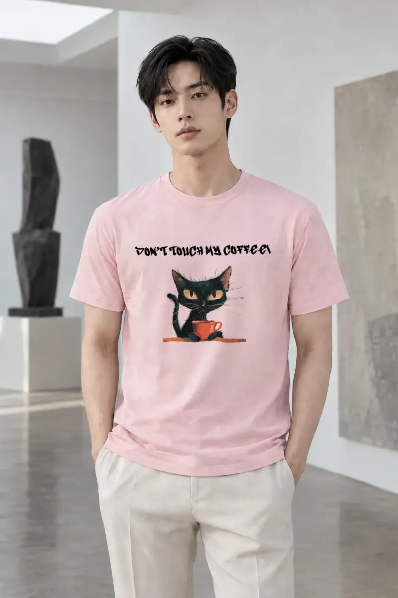 "Coffee Guard Cat" Heavyweight Unisex Crewneck T-shirt | Gildan 5000
