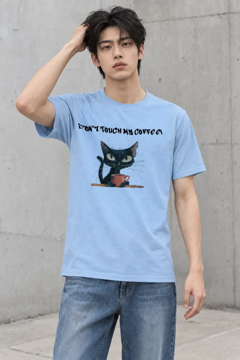 "Coffee Guard Cat" Heavyweight Unisex Crewneck T-shirt
