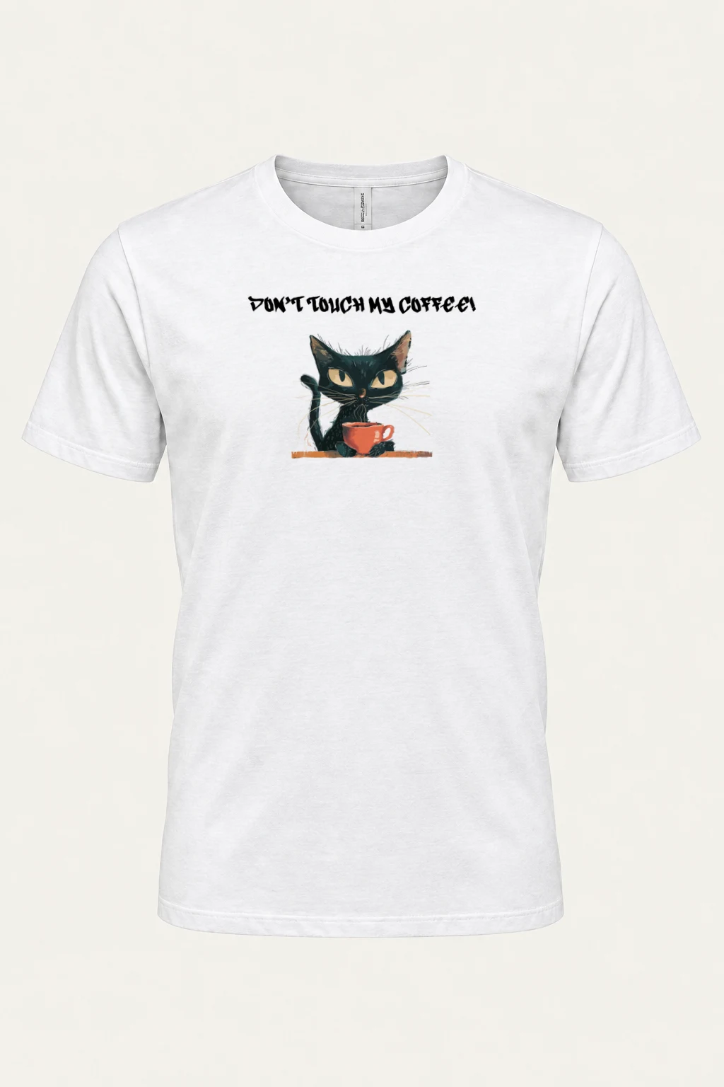 "Coffee Guard Cat" Heavyweight Unisex Crewneck T-shirt | Gildan 5000