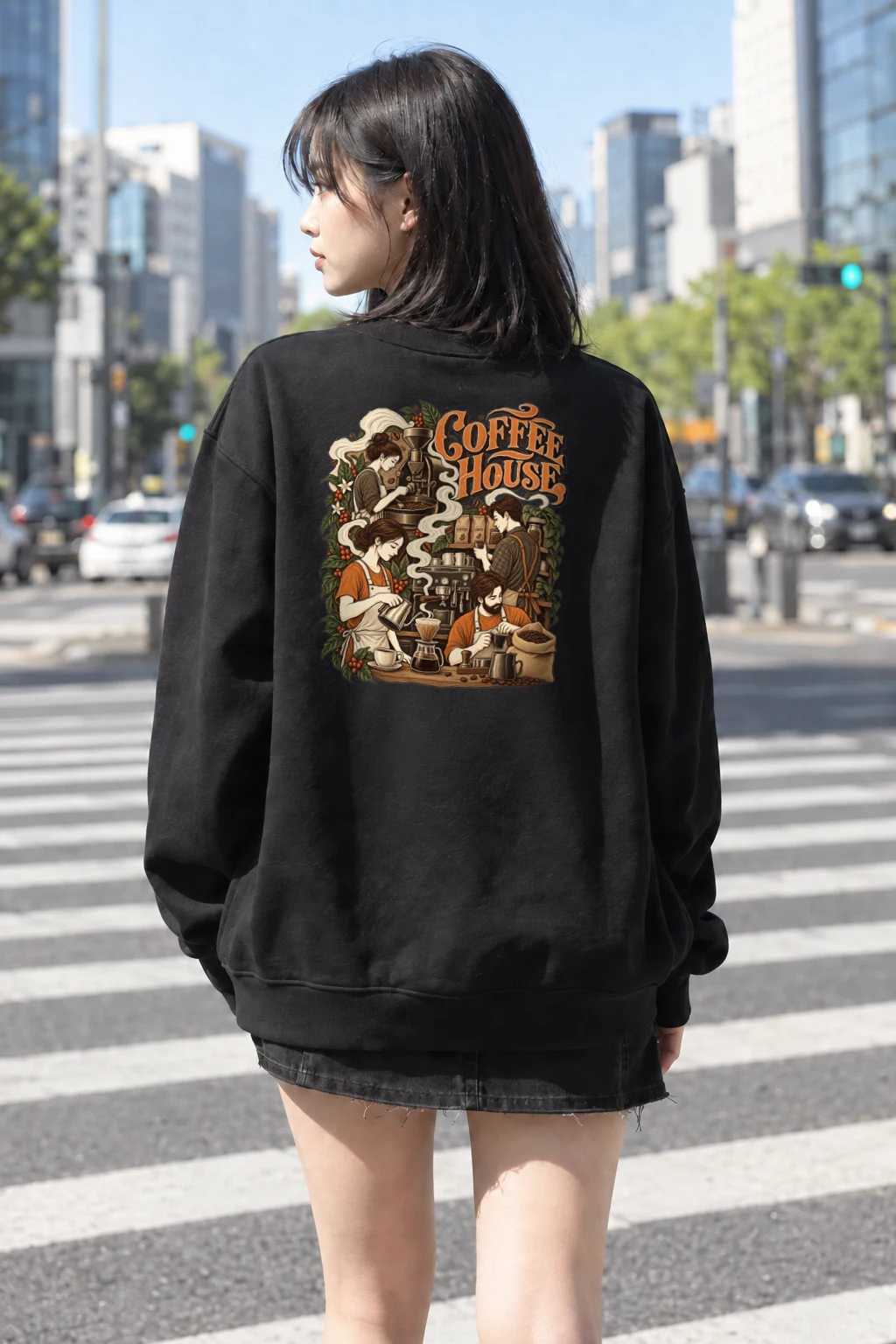 "Coffee House Baristas" Heavy Blend Unisex Crewneck Sweatshirt | Gildan 18000