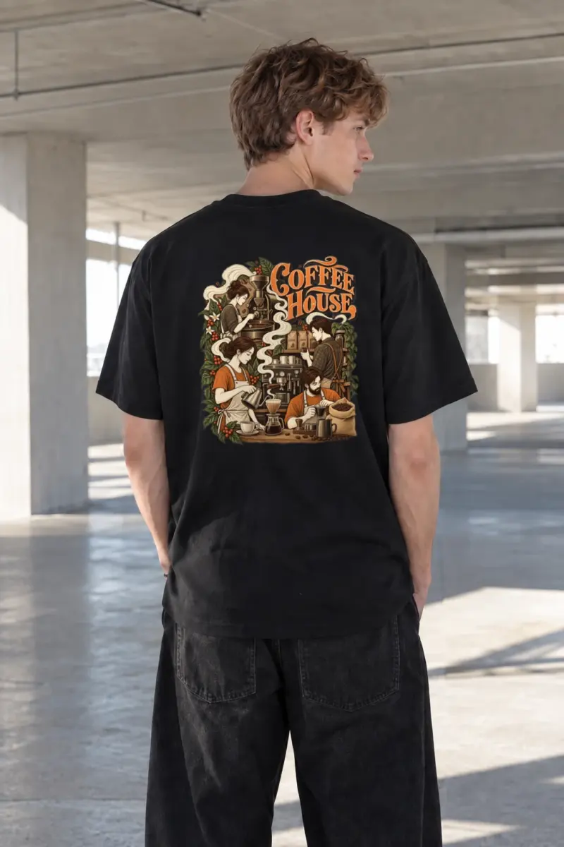 "Coffee House" Heavyweight Unisex Crewneck T-shirt | Gildan 5000