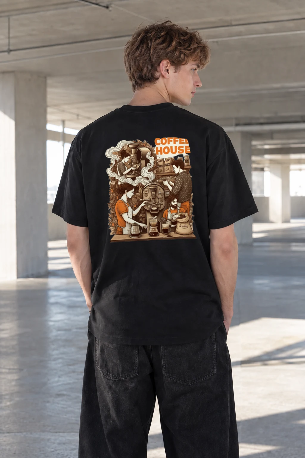 "Coffee House" Heavyweight Unisex Crewneck T-shirt | Gildan 5000