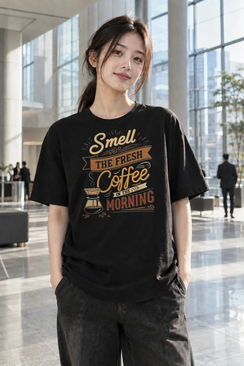 "Coffee In The Morning" Heavyweight Unisex Crewneck T-shirt | Gildan 5000