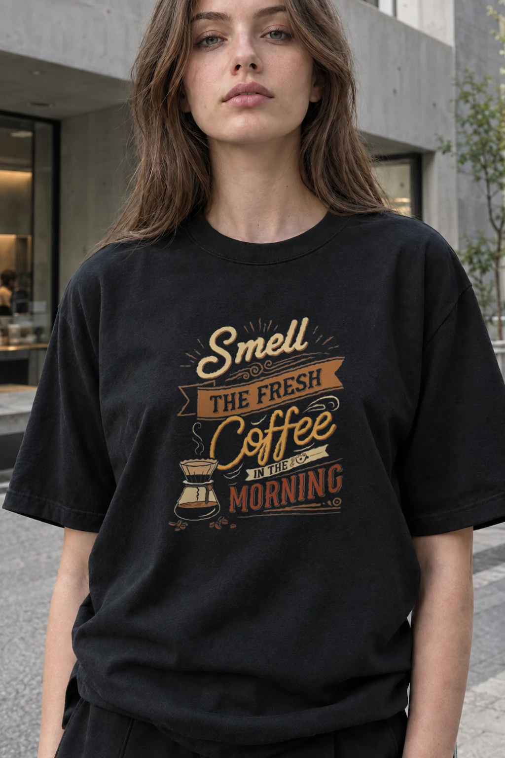 "Coffee In The Morning" Heavyweight Unisex Crewneck T-shirt | Gildan 5000