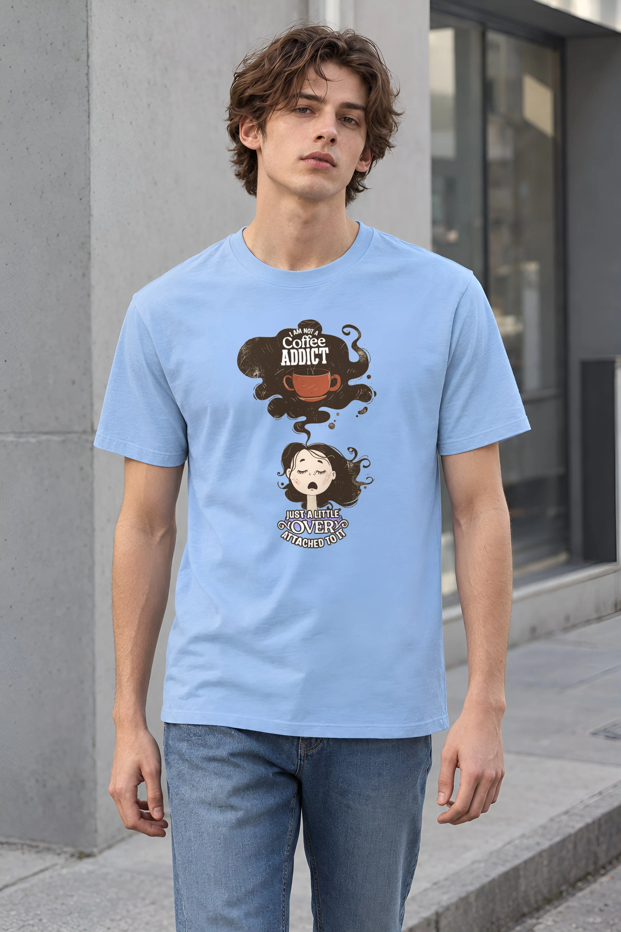 "Coffee Lover Attached" Heavyweight Unisex Crewneck T-shirt