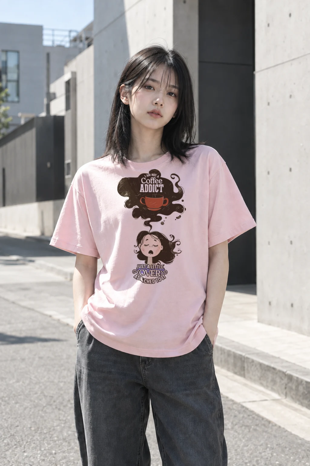 "Coffee Lover Attached" Heavyweight Unisex Crewneck T-shirt | Gildan 5000