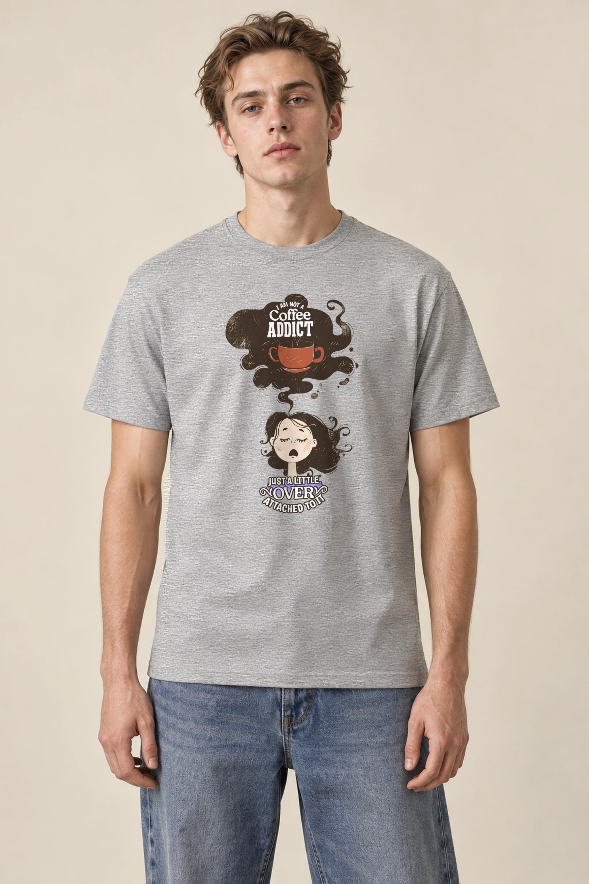 "Coffee Lover Attached" Heavyweight Unisex Crewneck T-shirt