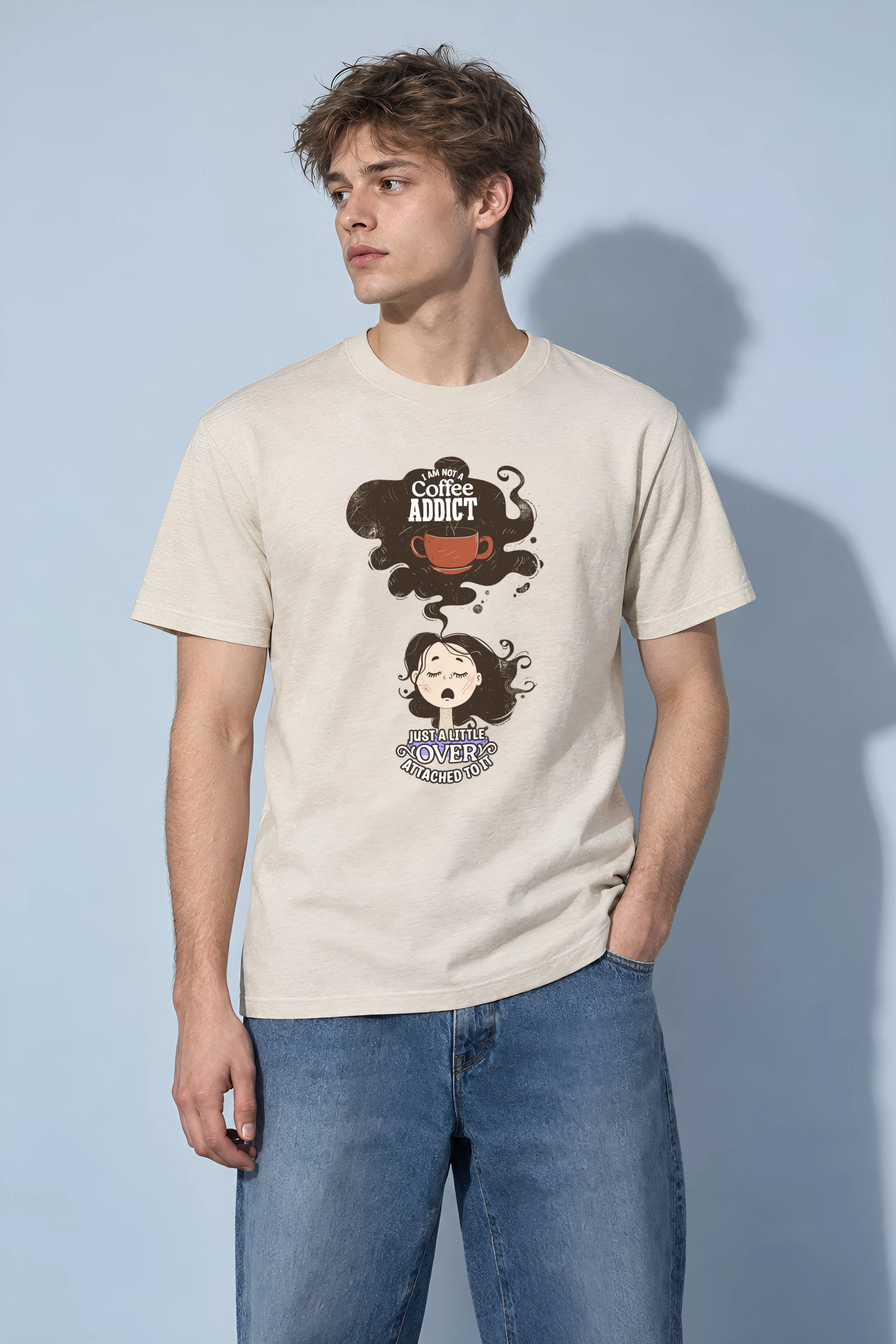 "Coffee Lover Attached" Heavyweight Unisex Crewneck T-shirt