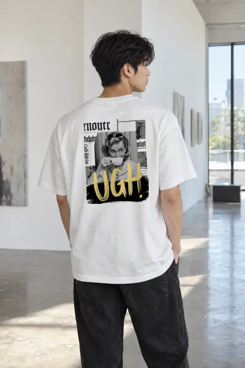 “Coffee News Collage” Heavyweight Unisex Crewneck T-shirt | Gildan 5000
