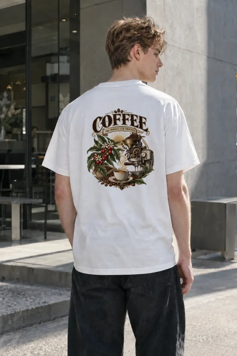 "Coffee Process" Heavyweight Unisex Crewneck T-shirt | Gildan 5000