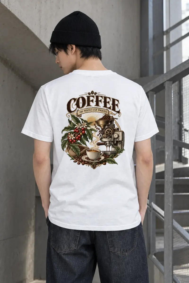 "Coffee Process" Heavyweight Unisex Crewneck T-shirt | Gildan 5000