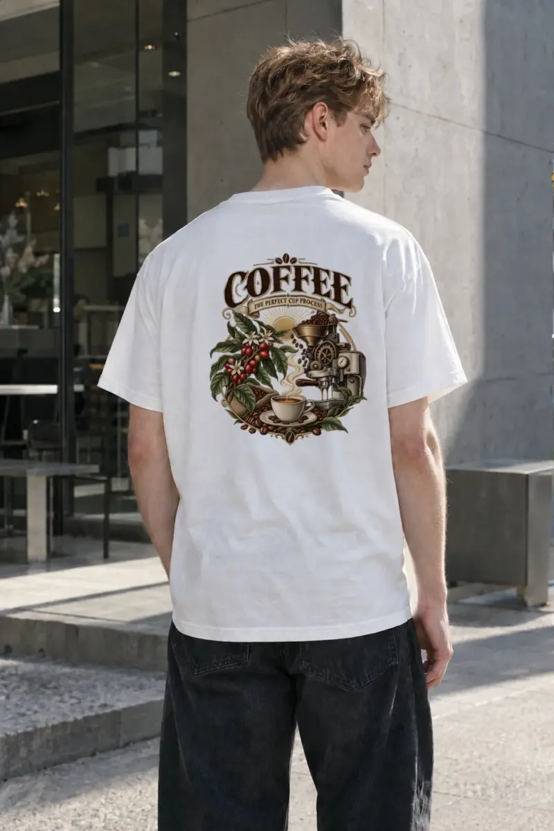 "Coffee Process" Heavyweight Unisex Crewneck T-shirt | Gildan 5000