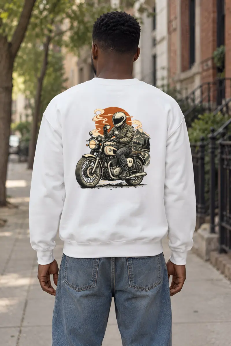 "Coffee Run Rider" Heavy Blend Unisex Crewneck Sweatshirt