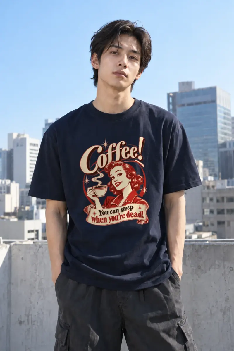 "Coffee! Sleep Later" Heavyweight Unisex Crewneck T-shirt | Gildan 5000
