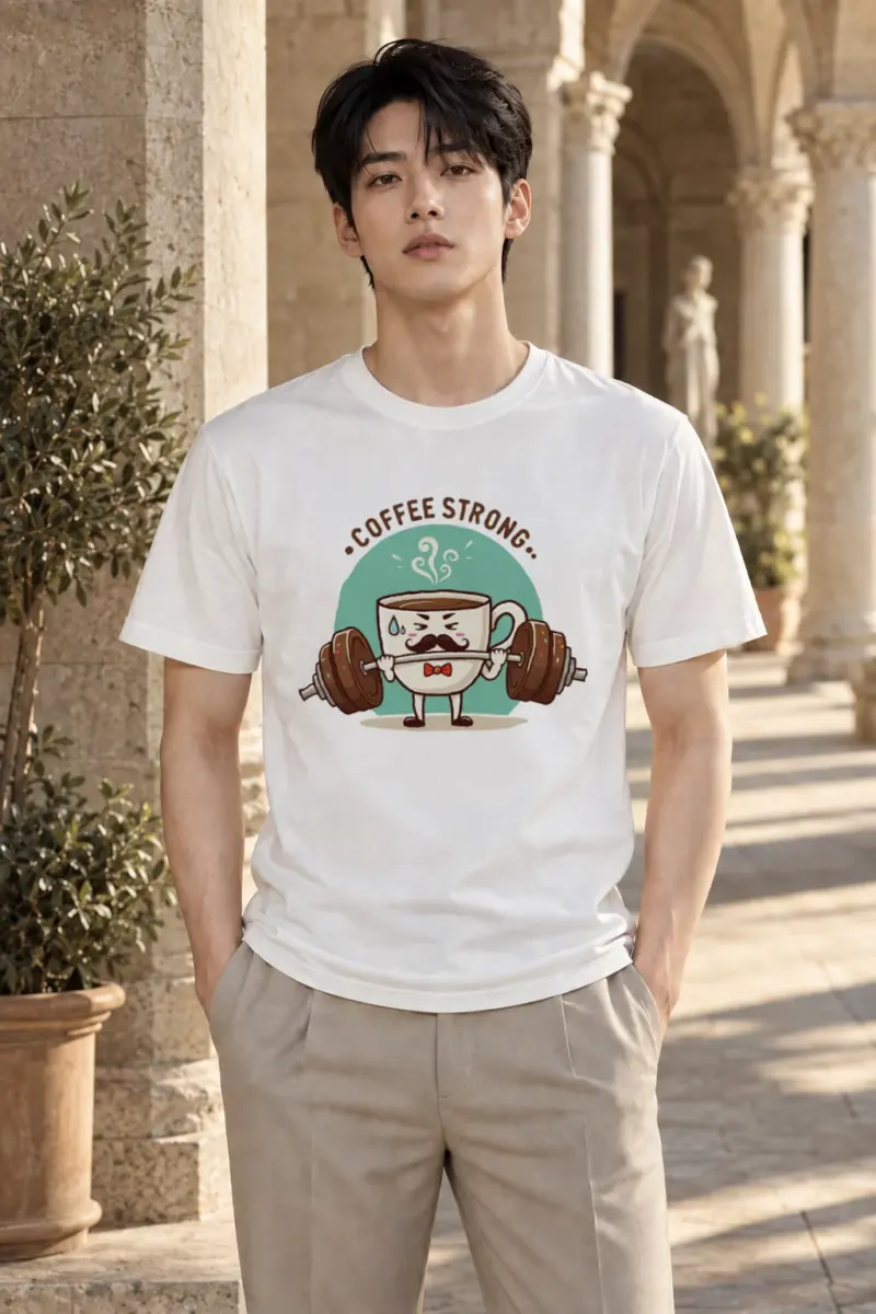 "Coffee Strong" Heavyweight Unisex Crewneck T-shirt | Gildan 5000