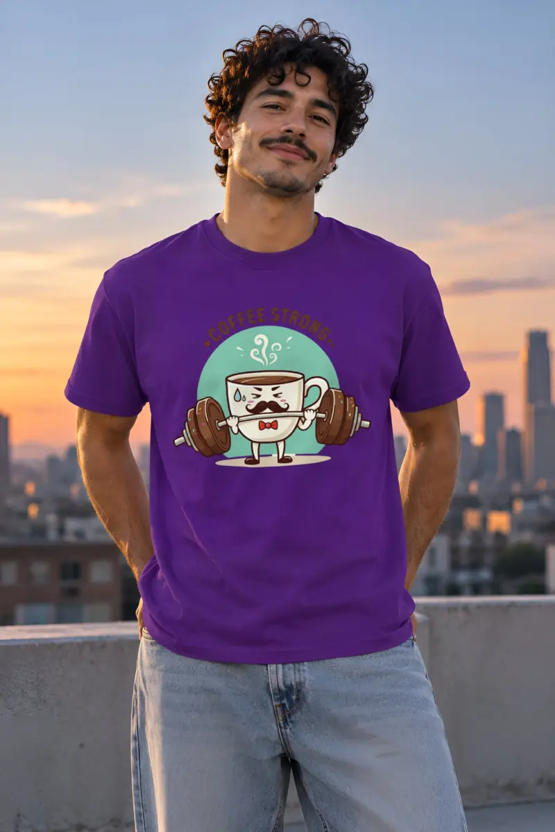 "Coffee Strong" Heavyweight Unisex Crewneck T-shirt