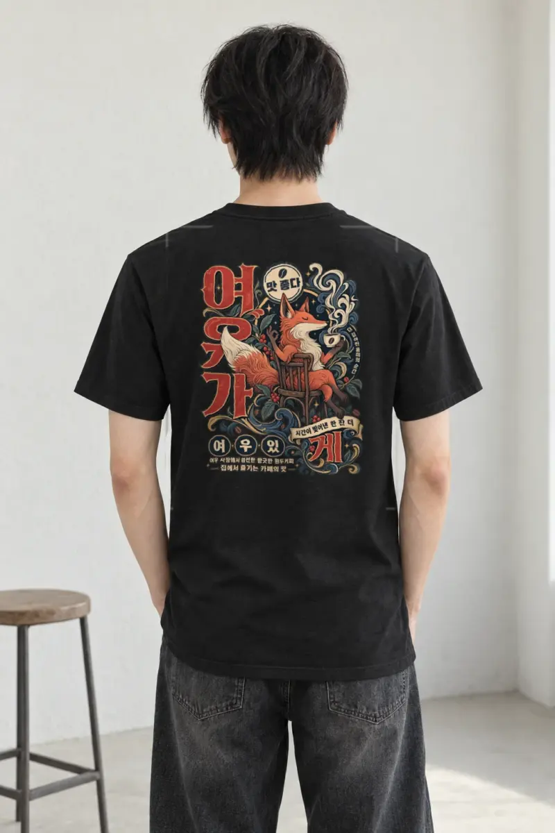 "Coffee Time Fox" Heavyweight Unisex Crewneck T-shirt