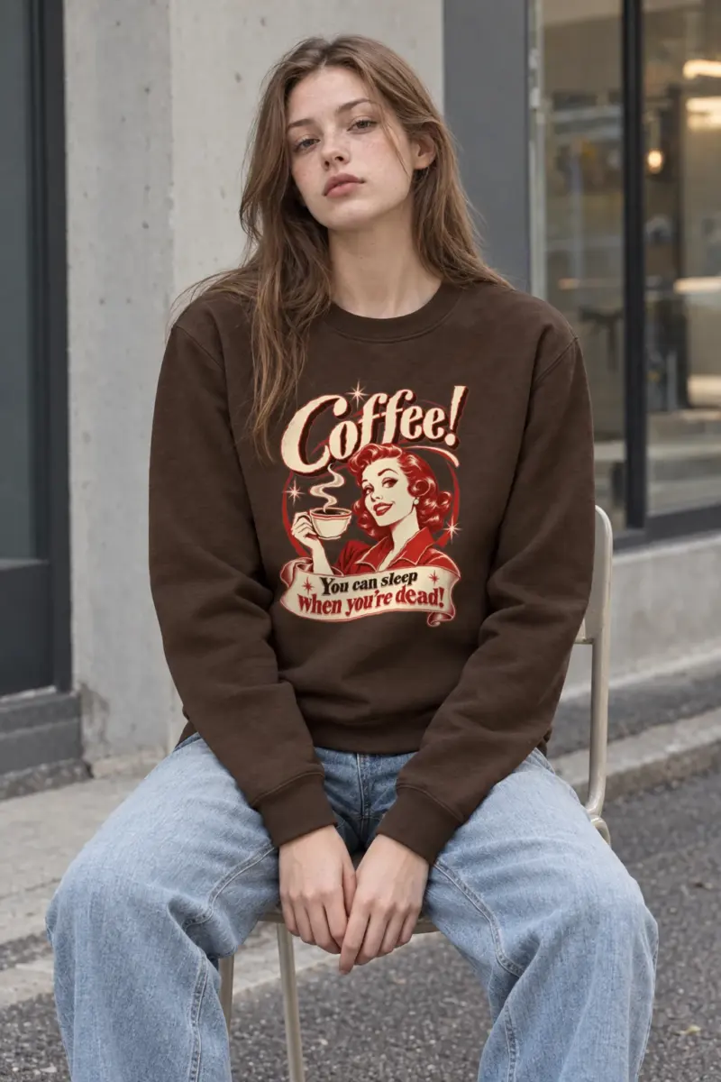"Coffee When Dead" Heavy Blend Unisex Crewneck Sweatshirt | Gildan 18000