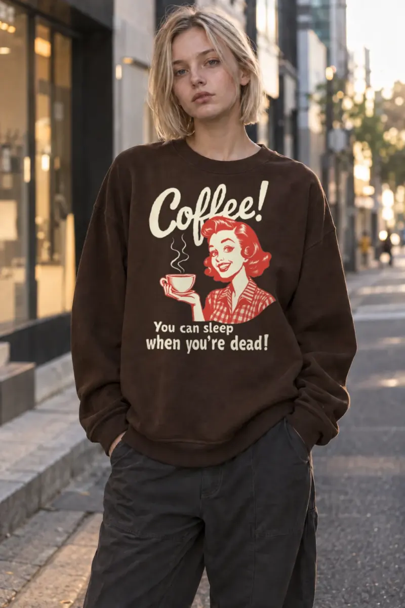 “Coffee When Dead” Heavy Blend Unisex Crewneck Sweatshirt | Gildan 18000