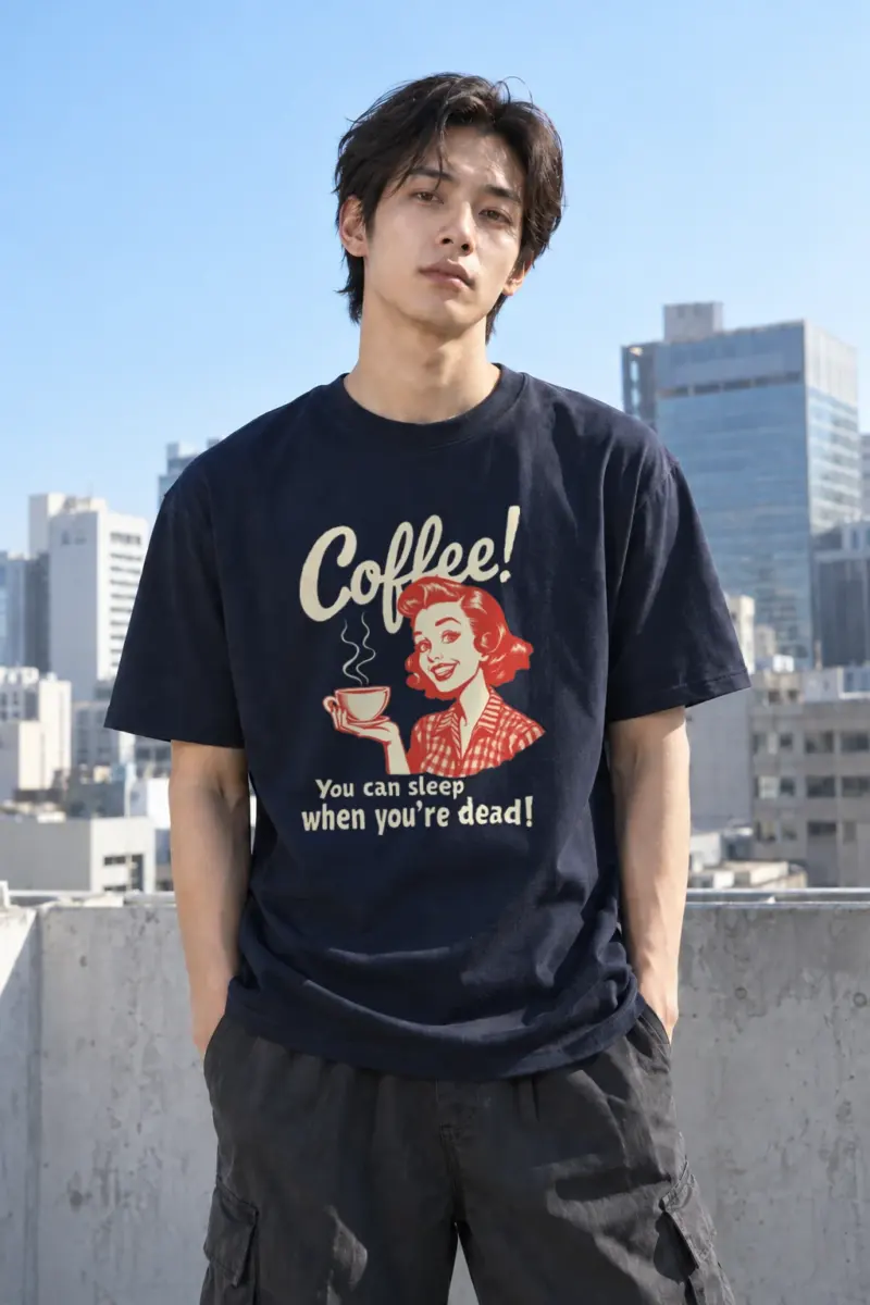 "Coffee When You're Dead" Heavyweight Unisex Crewneck T-shirt | Gildan 5000