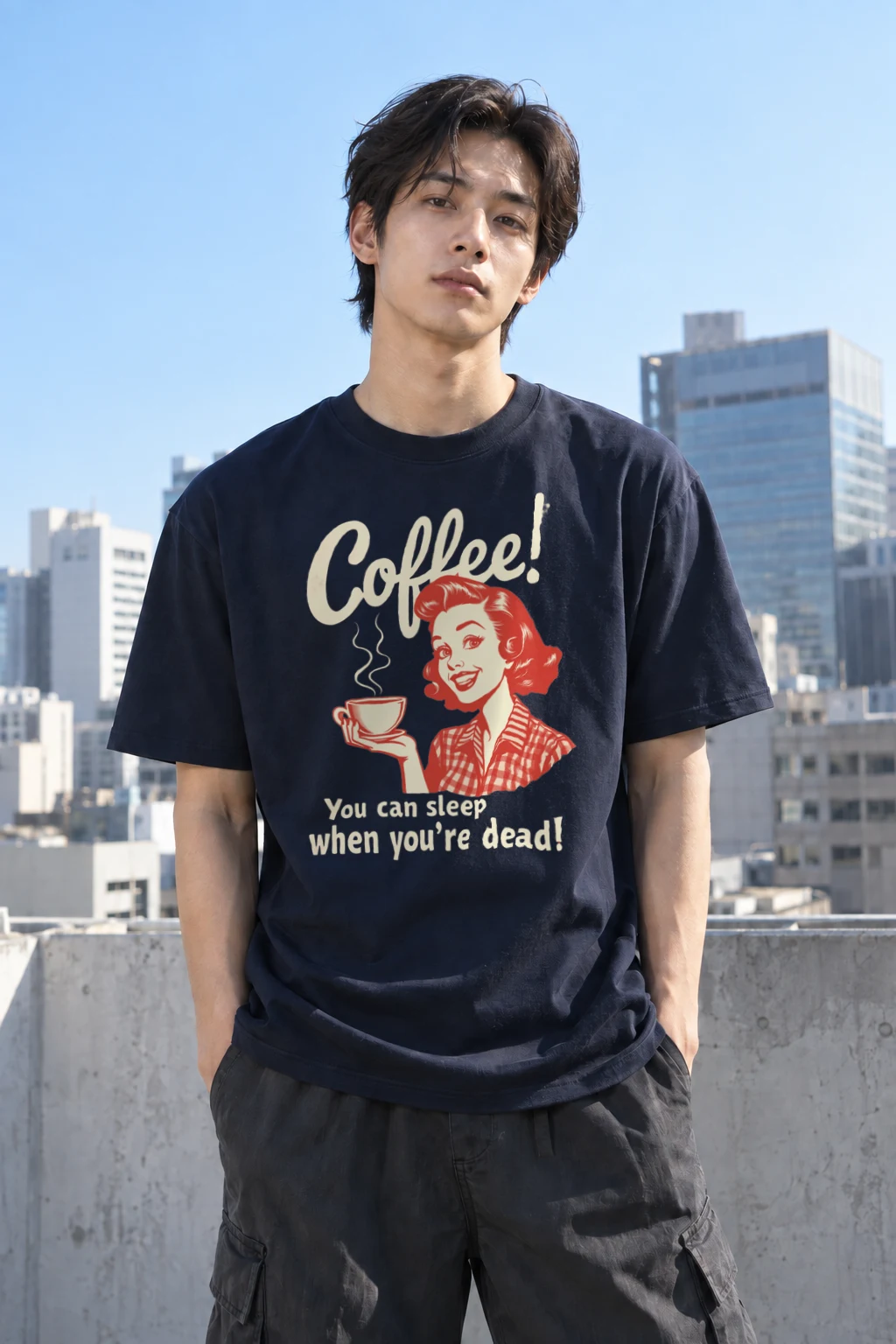 "Coffee When You're Dead" Heavyweight Unisex Crewneck T-shirt | Gildan 5000