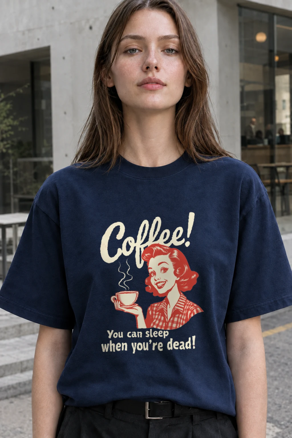 "Coffee When You're Dead" Heavyweight Unisex Crewneck T-shirt | Gildan 5000