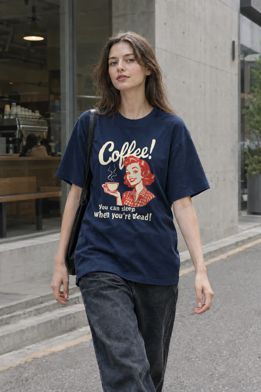 "Coffee When You're Dead" Heavyweight Unisex Crewneck T-shirt | Gildan 5000