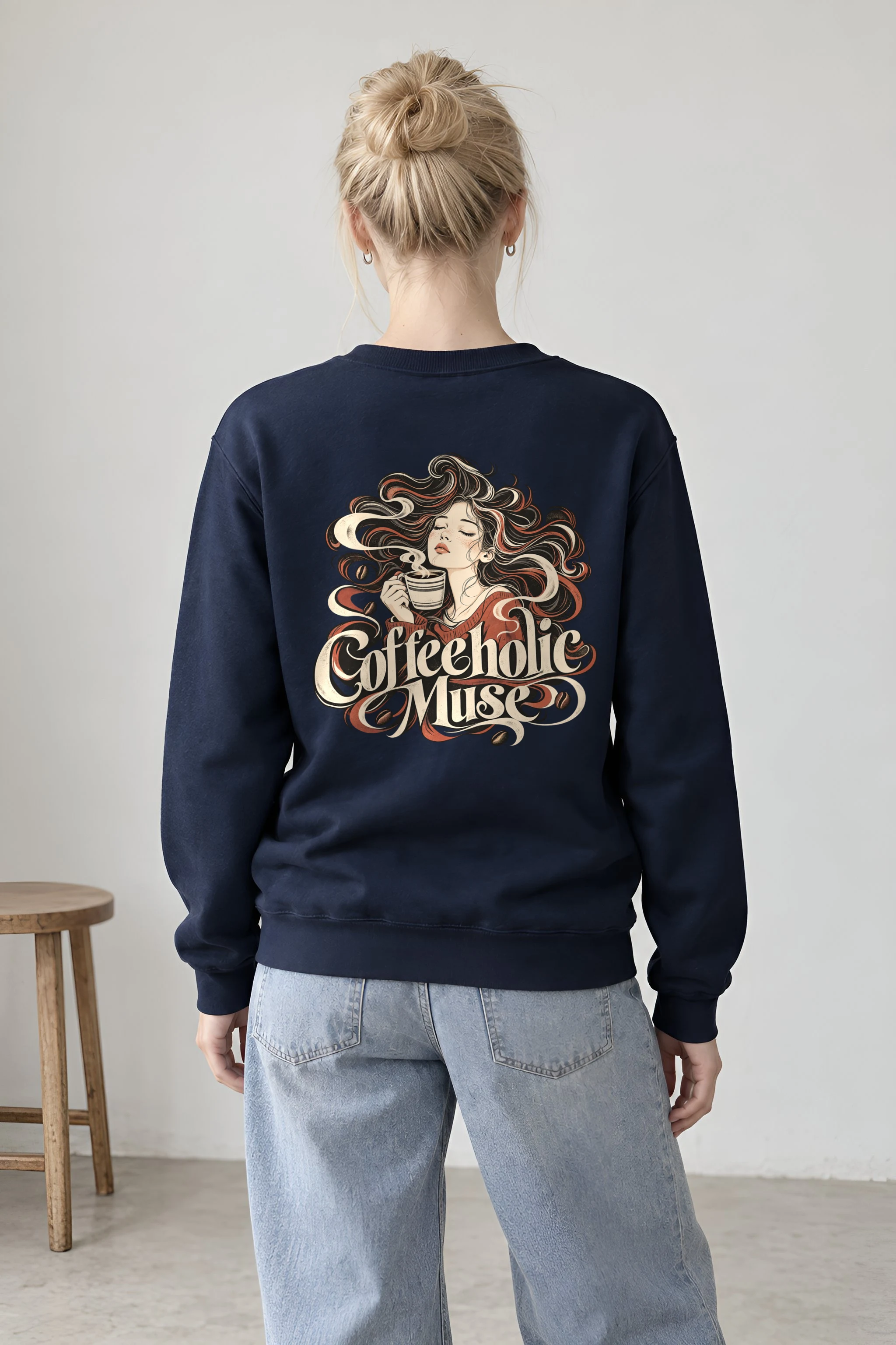 "Coffeeholic Muse" 1 Crewneck Sweatshirt